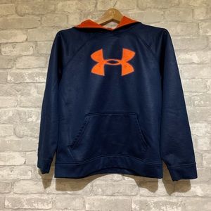Under Armour Kids Youth Blue Orange Sweatshirt Hoodie Sports Active Baseball